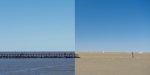 © Aivar Pihelgas -  Ilma polarisatsioonifiltrita peegeldub veepinnalt sinine taevas (pildi vasak pool). Filter kõrvaldab peegelduse ning nähtavale tuleb vee tegelik värvus. Jõgi kannab merelahte oma setterikkad vood. Sellest ka vee pruun värvus.